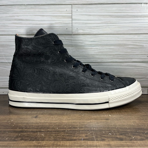 Converse Chuck 70 High Embossed Floral Black Shoes - M 10 - W 12